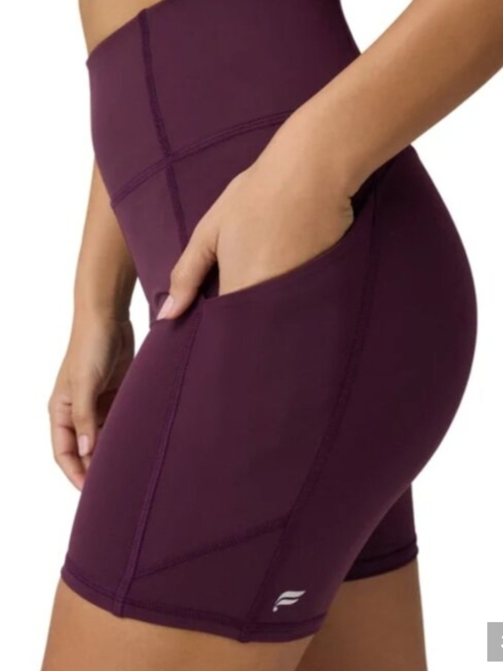 Fabletics High-Waist Oxblood Purelux Bike Shorts with Side Pocket